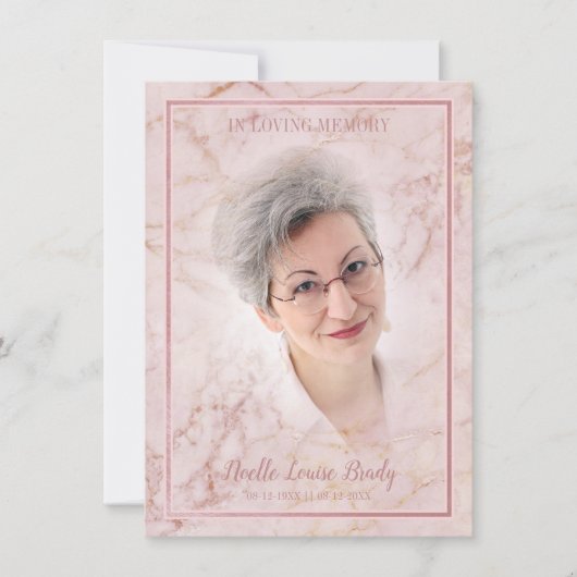 Commemorative Celebration of Life Pink Faux Marble (Vorderseite)