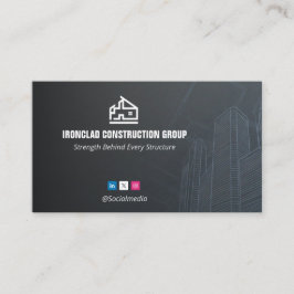 Commercial Building Contractors | Dark Minimalist Visitenkarte