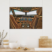 Commercial jet airliner cockpit background poster (Küche)