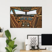 Commercial jet airliner cockpit background poster (Heimbüro)