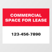 Commercial Space for Lease Phone Number Red White Fensteraufkleber (Blatt)