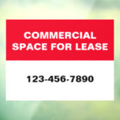 Commercial Space for Lease Phone Number Red White Fensteraufkleber (Blatt 3)
