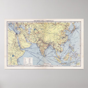 Commercial Trade Routes   South Asia Poster
