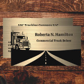 Commercial Truck Driver and Highway QR Code Gold Visitenkarte