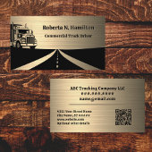 Commercial Truck Driver and Highway QR Code Gold Visitenkarte