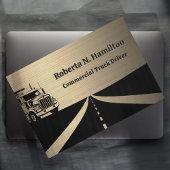 Commercial Truck Driver and Highway QR Code Gold Visitenkarte