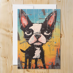 Commical and Whimsical Boston Terrier Dog Feiertagskarte