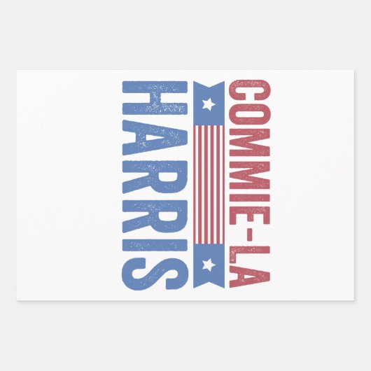 Commie-La Harris 2024 Funny Anti Kamala Harris Geschenkpapier Set (Vorderseite)