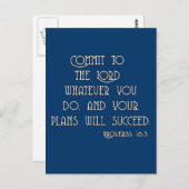 Commit to the Lord Bible Quote Tshirts Postkarte (Vorne/Hinten)