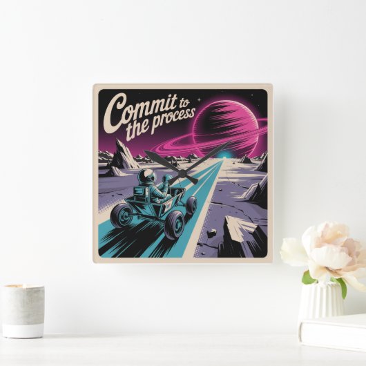 Commit To The Process Quadratische Wanduhr (Zuhause)