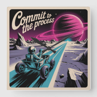 Commit To The Process Quadratische Wanduhr