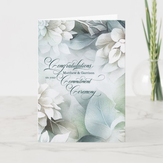 Commitment Ceremony Congratulations White Magnoli Karte (Vorderseite)