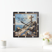 Commitment's Hour: Embrace Your Cross Quadratische Wanduhr (Zuhause)