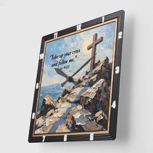 Commitment's Hour: Embrace Your Cross Quadratische Wanduhr (Winkel)