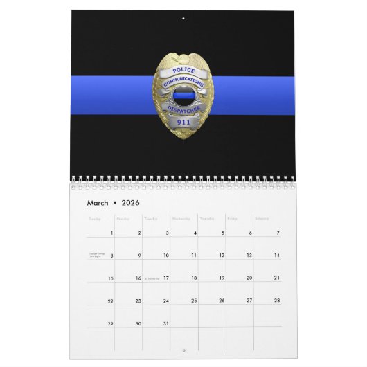 Commo 911 Dispatch Thin Blue Line-Kalender Kalender (Mär 2026)