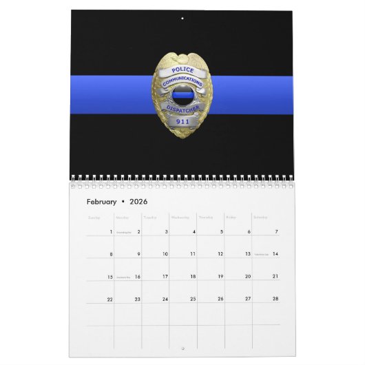 Commo 911 Dispatch Thin Blue Line-Kalender Kalender (Feb 2026)