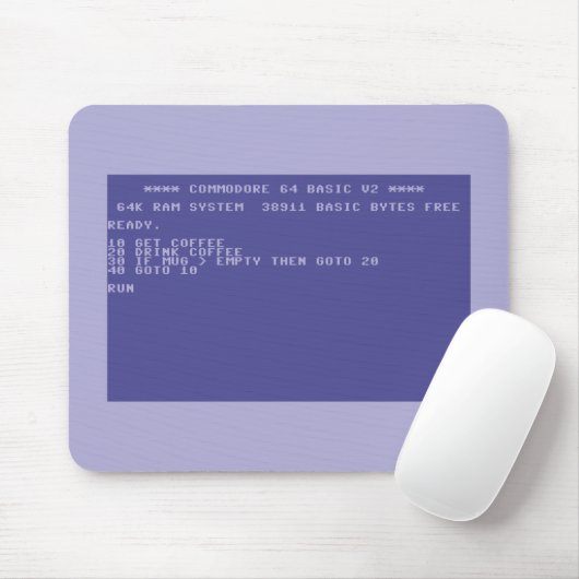 Commodore 64 Trinke Kaffee Basic Programm Mauspad (Mit Mouse)