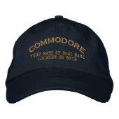 Commodore Custom Your Name Boat Local Bestickte Baseballkappe (Vorderseite)