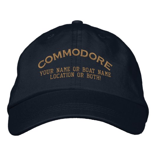 Commodore Custom Your Name Boat Local Bestickte Baseballkappe (Vorderseite)
