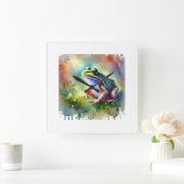 Common frog 131024AREF112 - Watercolor Quadratische Wanduhr (Zuhause)