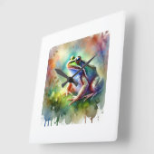 Common frog 131024AREF112 - Watercolor Quadratische Wanduhr (Winkel)