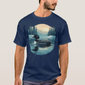 Common Loon - Retro Winter Cabin Christmas Design T-Shirt (Vorderseite)