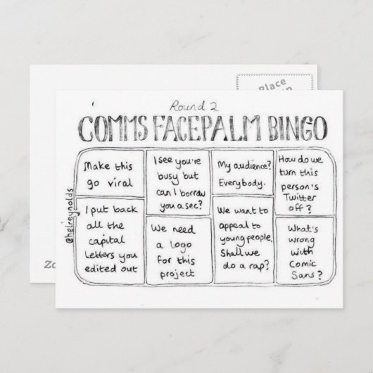 Commons Facepalm Bingo Runde 2 Postkarte (Vorne/Hinten)