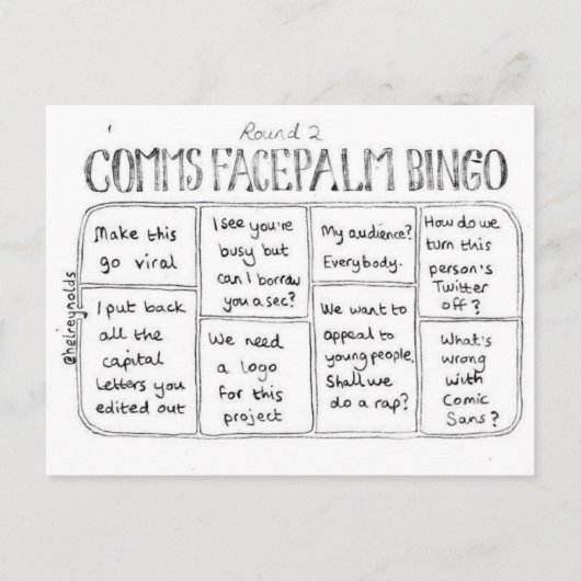 Commons Facepalm Bingo Runde 2 Postkarte (Vorderseite)