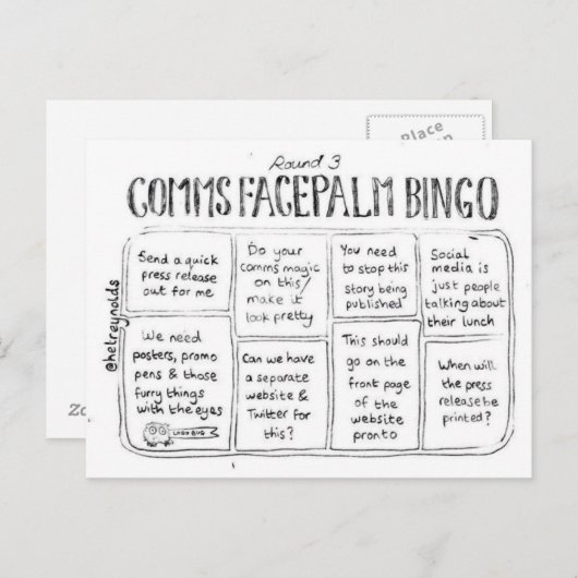 Commons Facepalm Bingo Runde 3 Postkarte (Vorne/Hinten)