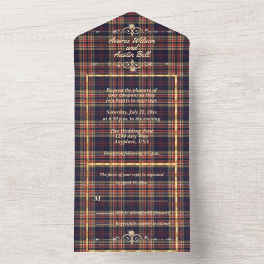 Commonwealth Scottish Tartan All In One Einladung (Innen Boden)