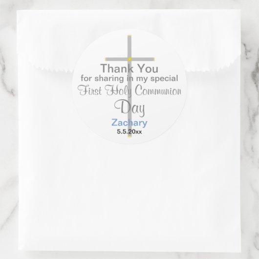 Communion Boy Danke, dass ihr Round Stickers (Tasche)