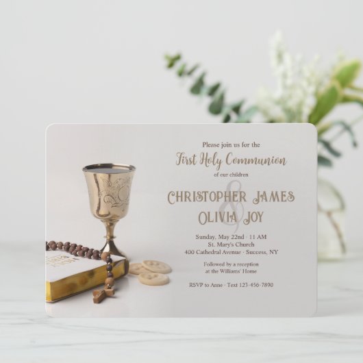 Communion Chalice Religious Einladung (Stehend Vorderseite)