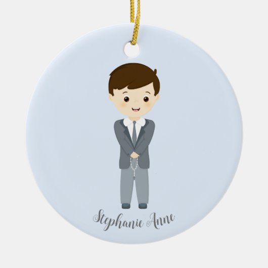 Communion Dove Boy Keramik Ornament (Vorne)