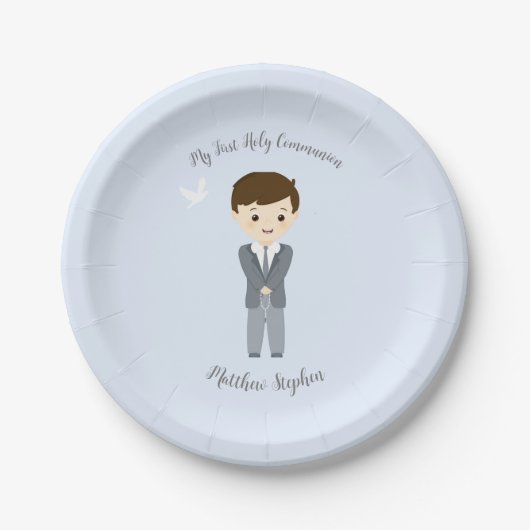 Communion Dove Boy Pappteller (Vorderseite)