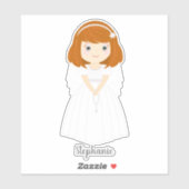 Communion Dove Redhead Girl Aufkleber (Blatt)