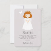 Communion Dove Redhead Girl Danke Einladung (Vorderseite)