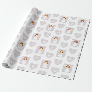 Communion Dove Redhead Girl Geschenkpapier