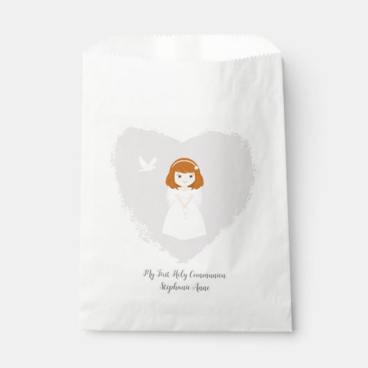 Communion Dove Redhead Girl Geschenktütchen (Vorderseite)