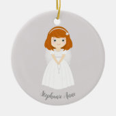 Communion Dove Redhead Girl Keramik Ornament (Vorne)