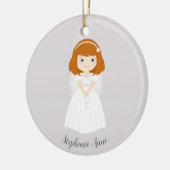 Communion Dove Redhead Girl Keramik Ornament (Links)