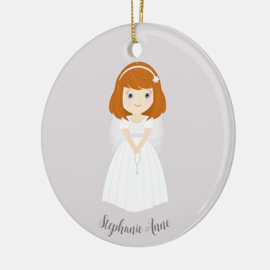 Communion Dove Redhead Girl Keramik Ornament (Links)