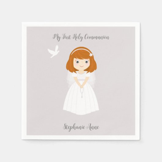 Communion Dove Redhead Girl Serviette (Vorderseite)