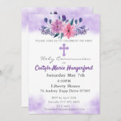 Communion Floral Einladung (Vorne/Hinten)