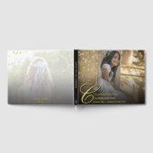 Communion Foto Elegant Gold Typografy Glitzer Gästebuch (Voll)