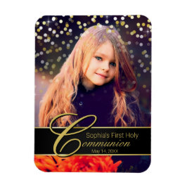 Communion Foto Elegant Gold Typografy Glitzer Magnet