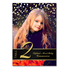 Communion Foto Elegant Gold Typografy Glitzer Tischnummer