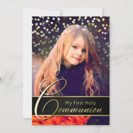 Communion Foto Elegante Gold Typografie Einladung