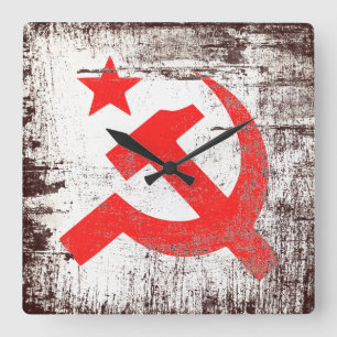 Communist Symbol Quadratische Wanduhr