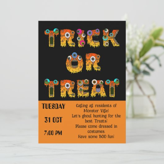 Community Halloween Trick oder Treat Einladung (Stehend Vorderseite)