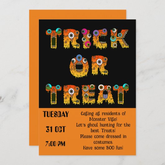 Community Halloween Trick oder Treat Einladung (Vorne/Hinten)